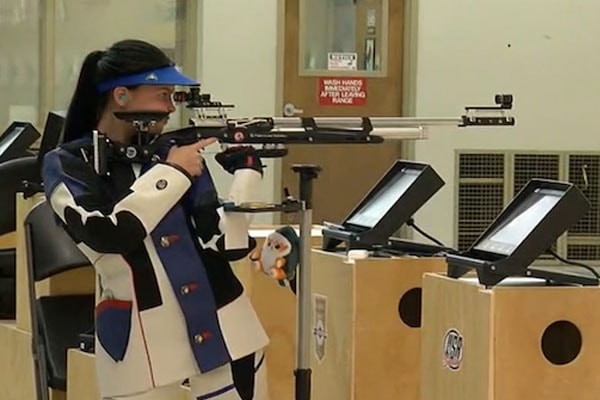 Mackenzie shooting her rifle