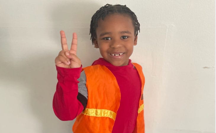 Ryder in an orange vest on Wacky Wednesday. 