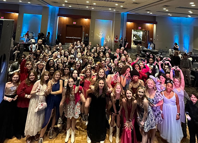 Middle school students having a magical time at the 2023 Middle School Winter Dance. 